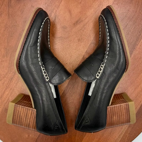 Sperry Seaport Penny Loafer Pumps Black Leather Block Heel STS86538 Womens 8.5 - Picture 10 of 13